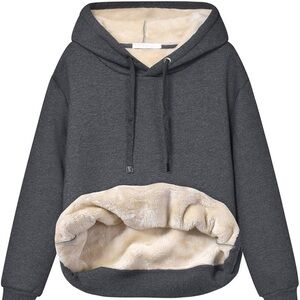 Women's Winter Warm Sherpa Fleece Lined Hooded Sweatshirts Pullover Tops